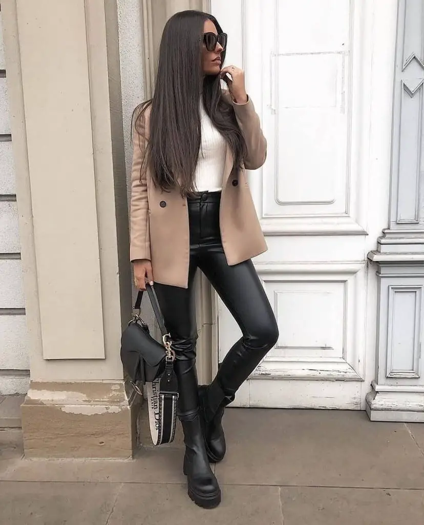 leather pants outfit inspo