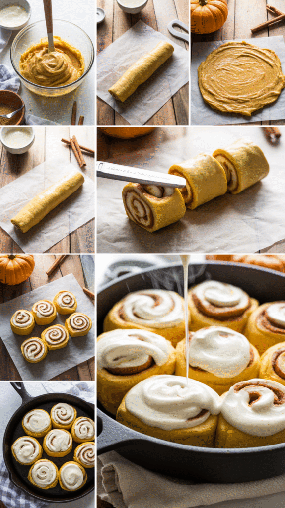 pumpkin cinnamon roll step by step instruction