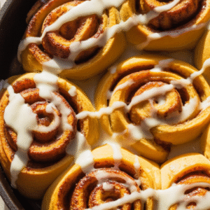 pumpkin cinnamon rolls with maple cream cheese icing