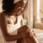 black woman using Body Scrubs for Hyperpigmentation